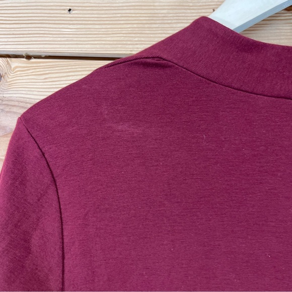 Peruvian Connection Dress Medium Burgundy LS Body Con Scoop Pima Lycra Maxi - Picture 10 of 11